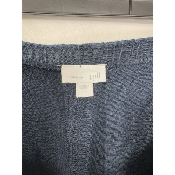 J. Jill Love Linen Crop Pants Women's Large Blue Pull On High Rise Lightweight - Picture 3 of 10